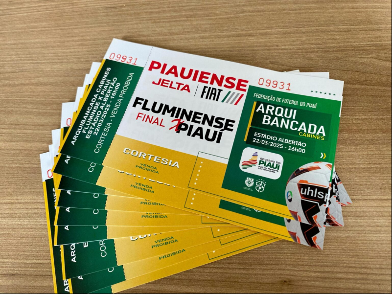 Fluminense-PI x Piauí: Confira os locais de retirada de ingressos gratuitos para a final deste sábado (22) - (Reprodução)