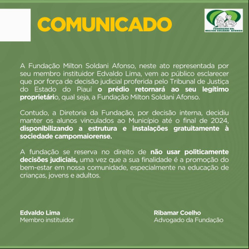 Fundação emitiu nota informando que alunos poderão ficar até o fim do ano - (Divulgação)