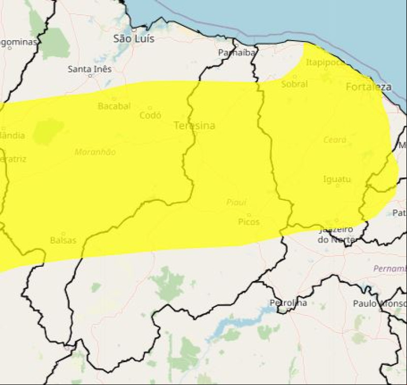 Teresina e mais 154 cidades do Piauí terão chuva na tarde desta segunda-feira (03)