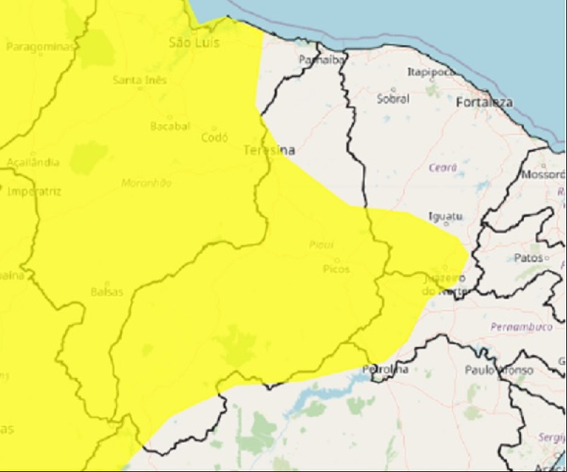 Inmet emite alerta de chuva para 174 municípios do Piauí - (Inmet)